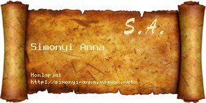 Simonyi Anna névjegykártya